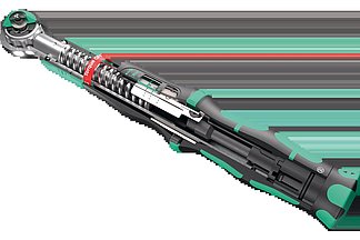 La llave dinamométrica Safe-Torque con el mecanismo de sobrerresbalamiento – así queda excluido el que se aplique un par de apriete demasiado alto.