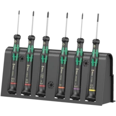 2050/6 Juego de destornilladores para usos electrónicos + Bandeja, 6 piezas