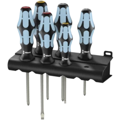 3334/3350/3355/6 Juego de destornilladores, acero inoxidable + Bandeja, 6 piezas