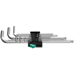 950/9 Hex-Plus 1 Juego de llaves acodadas métricas, cromado mate, 9 piezas