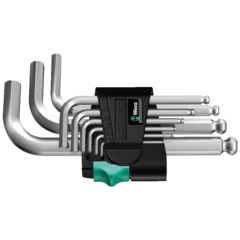 950/9 Hex-Plus 3 Juego de llaves acodadas métricas, cromado mate, 9 piezas