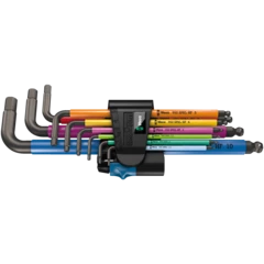 950/9 Hex-Plus Multicolour HF 1 Juego de llaves acodadas métricas, BlackLaser, con función de retención, 9 piezas